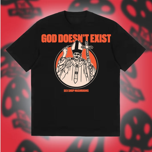 T-SHIRT OVERSIZE "GOD DOESN'T EXIST" | SEX SHOP MUSHROOMS