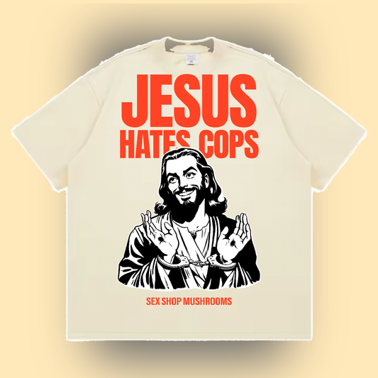 JESUS HATES COPS T-SHIRT BEIGE